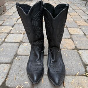 Hyer Cowboy Boots Black Leather Approx Size Women’s 10.5